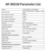 Testeur de câbles réseau NOYAFA NF-8601W avec 8 télécommandes, traceur RJ45/RJ11/BNC, localisateur de ligne POE jusqu'à 2000 m de portée, modes numérique/analogue