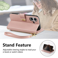 Étui de téléphone à rabat en cuir PU tendance pour iPhone 18 avec porte-cartes et dragonne, compatible Samsung S26 Ultra avec cordon