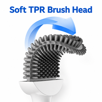 Brosse WC en silicone TPR au design moderne, support mural ou sur pied à séchage rapide pour le nettoyage de la salle de bain