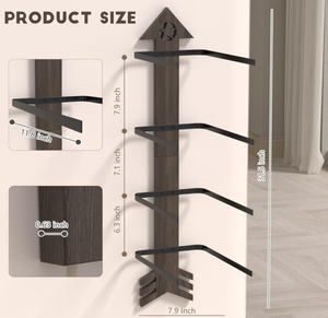 Sombrero de Panamá a la moda, sombrero de <span class=keywords><strong>vaquero</strong></span>, estante montado en la pared, artesanía de madera marrón, decoración del hogar, estantes de exhibición de almacenamiento de sombreros de varios niveles - Product Image 3