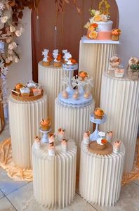Wholesale Round Folding Art Cylinder <strong>Shelf</strong> <strong>Paper</strong> Pillar <strong>Stand</strong> Cake <strong>Display</strong> <strong>Stand</strong> Plinth Flower Cylinder for Party Wedding - Product Image 3