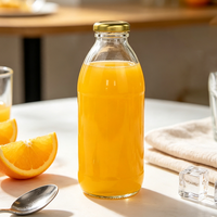 Bouteille de boisson en verre transparent de 500 ml avec bouchon métallique pour jus, lait, boisson