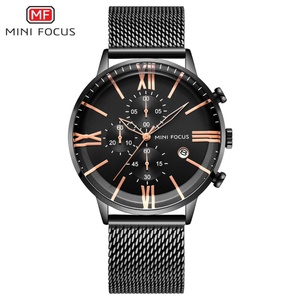 นาฬิกาข้อมือควอตซ์ผู้ชาย Mini Focus 0236G ดีไซน์เรียบง่ายแบบ OEM แสดงวันที่และวันในสัปดาห์ สายแบบตาข่าย โครโนกราฟ สปอร์ต Montre Pour Homme - Product Image 4