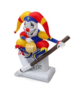 <span class=keywords><strong>Clown</strong></span> gonflable automatisé de 6 pieds pour Halloween, s'assis sur la pierre tombale avec une faucille, pour décorations extérieures - Product Image 2