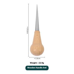 Usine directe simple <span class=keywords><strong>gourde</strong></span> poinçon en <span class=keywords><strong>acier</strong></span> <span class=keywords><strong>inoxydable</strong></span> bois de hêtre naturel manche en bois outil de réparation de chaussures à la main pour un usage domestique - Product Image 6