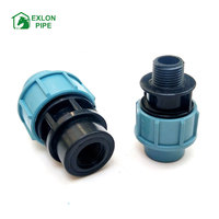Sambungan Kompresi HDPE PN16 pp Adaptor Berulir Jantan untuk Pasokan Air