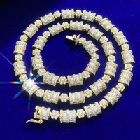 Chaîne de tennis en argent 925 plaqué or véritable, avec moissanite VVS circulaire, bijoux hip-hop tendance, vente chaude pour homme