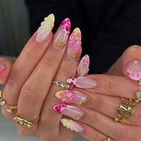 Faux Ongles à Presser 30 Pièces Vente en Gros Logo Personnalisé Couverture Complète ABS Amande Cercueil French Cat Eye Dégradé Kit Nail Art Fournisseur