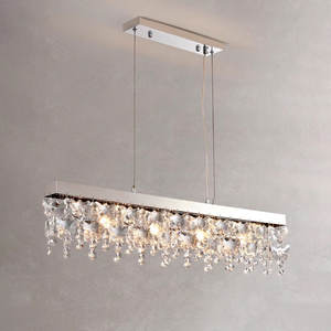 Suspension moderne en cristal de luxe à hauteur réglable Nouveau cercle connecté LED Design pour hôtel Salon Maison Lustre - Product Image 3