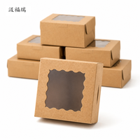 Boîte cadeau pliable en carton brun de haute qualité avec fenêtre festonnée pour confiseries, idéale pour les fêtes
