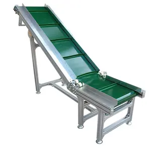 Green PVC Belt Conveyor Lift Potting Mixes Into Hoppers Customized Width and Height Fast Delivery