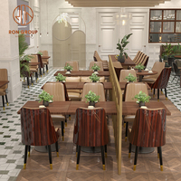 Ensemble de chaises de table à manger en cuir et bois massif pour restaurants cafés-Meubles personnalisables en gros pour café restaurant