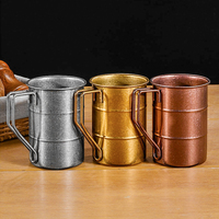 Mug à bière rétro givré 350 ml avec logo personnalisé, en acier inoxydable, style industriel, pour eau, café et autres boissons