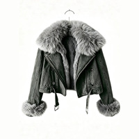 Nouvelle veste en jean courte pour femme, collection automne-hiver 2026, avec doublure intérieure amovible en fausse fourrure de renard et fourrure de lapin, style Pie Overcome