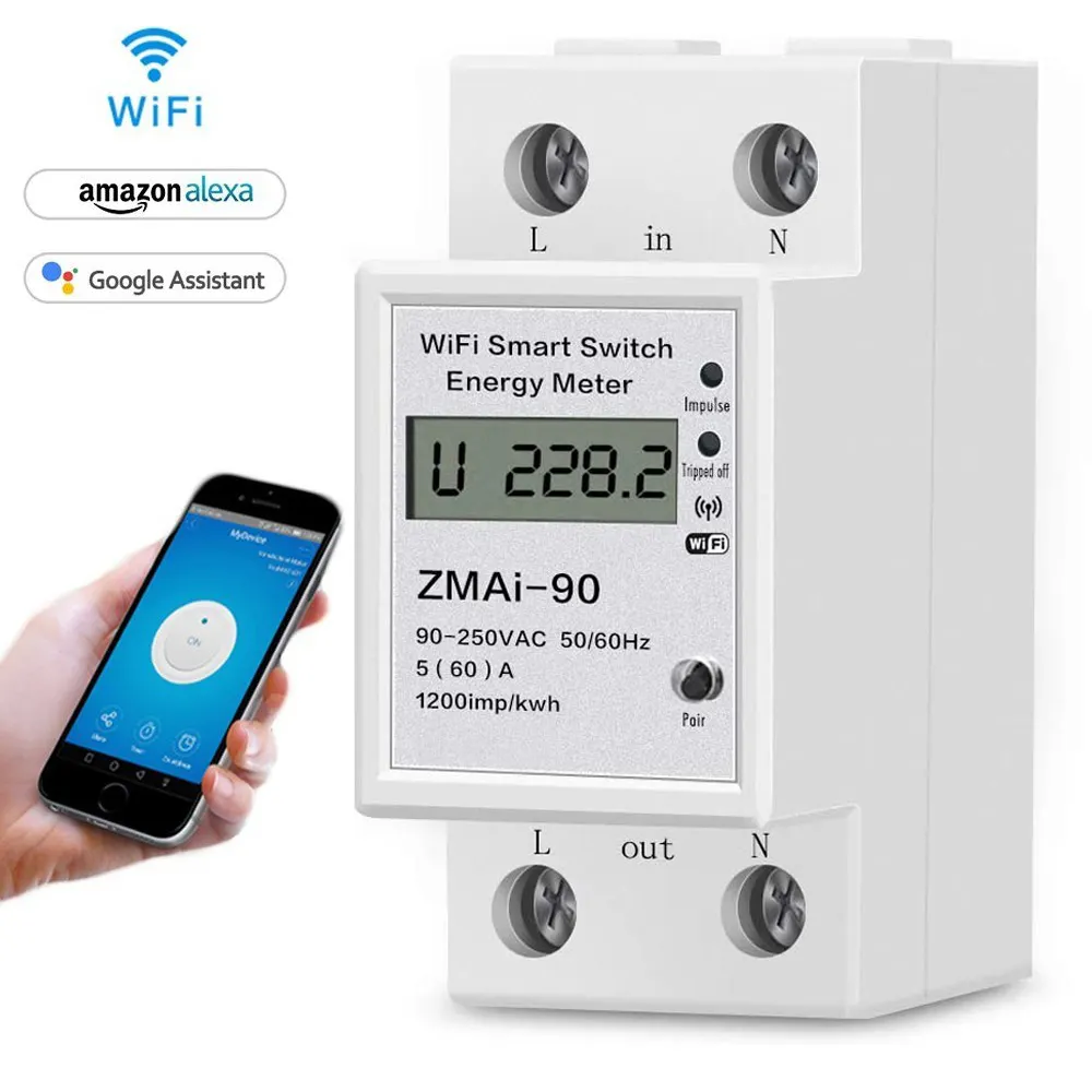 Tuya Smart Wifi Power Meter Single Phase Digital KWH Meter/Watt Meter/Smart Wifi Prepaid Electric Energy Meter