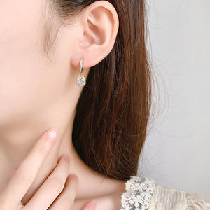 Orecchini eleganti donne Delicate Micro inserto zircone con pendente quadrato <span class=keywords><strong>100</strong></span> fibbia personalità Senior Sense borchie - Product Image 2