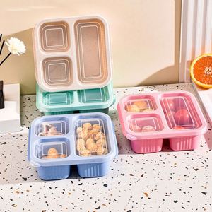 4 <b>Pack</b> Reusable Microwavable Plant Fiber 3-Compartment Bento Snack <b>Box</b> Tableware Lunch Container for Kids Kitchen Camping Use - Product Image 3