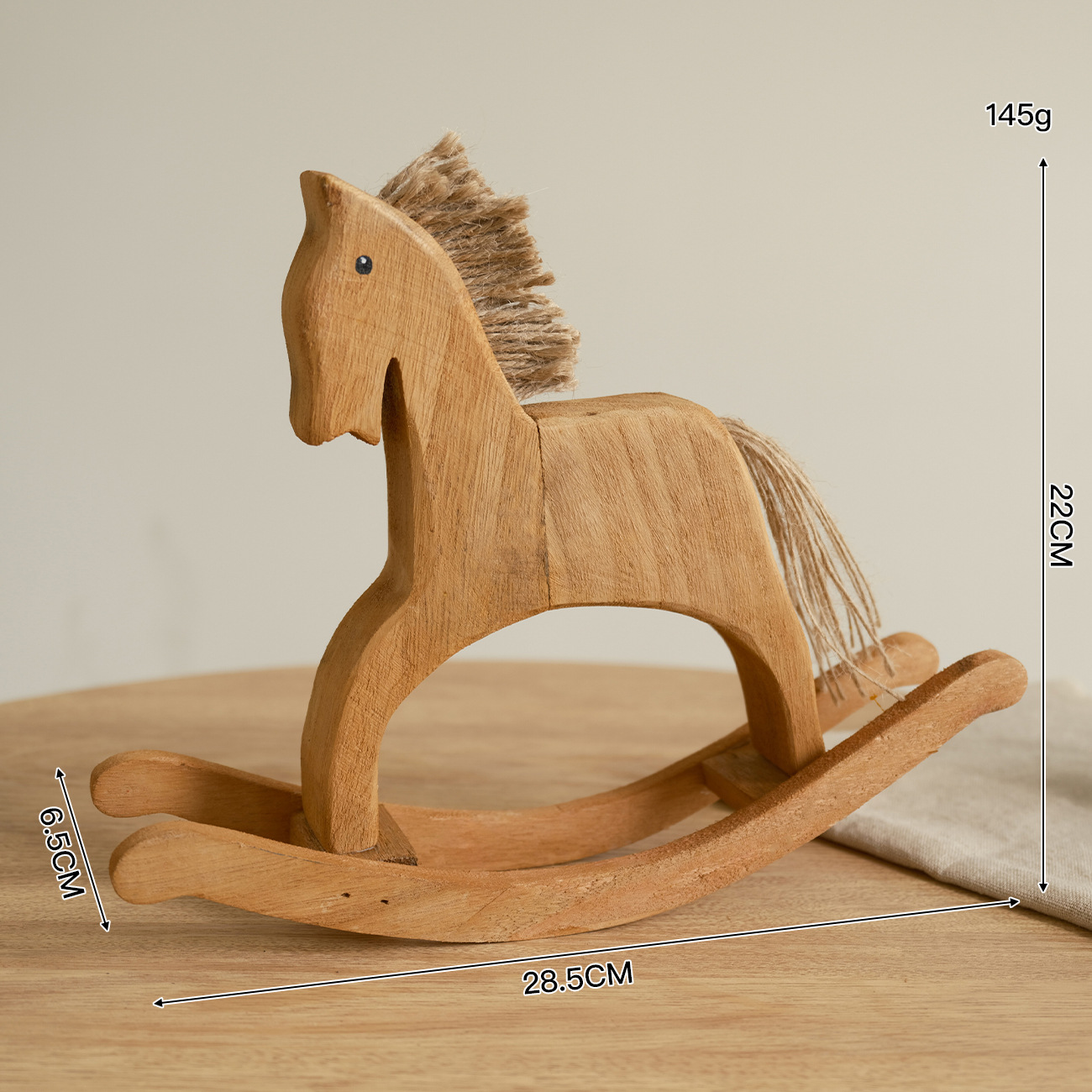 Retro large rocking horse with hemp rope