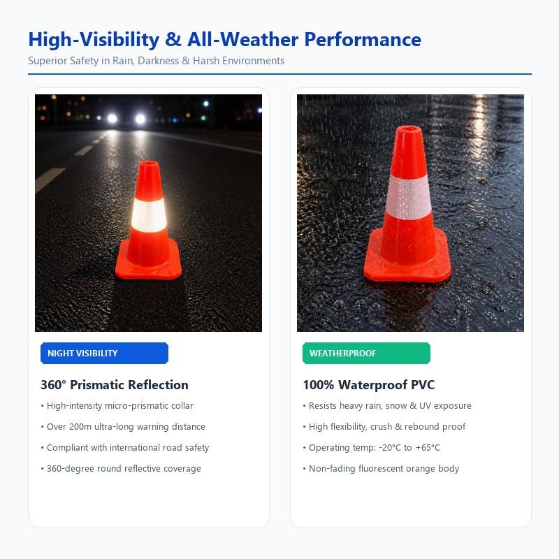 Traffic Riser Cone 43CM PVC Traffic Safety Cone Reflective Road Warning Cone Flexible ...