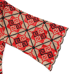 H&D BJL103 Vêtements africains pour femmes Broderie <span class=keywords><strong>Bazin</strong></span> Riche Robes décontractées <span class=keywords><strong>Robe</strong></span> <span class=keywords><strong>rouge</strong></span> avec foulard - Product Image 6