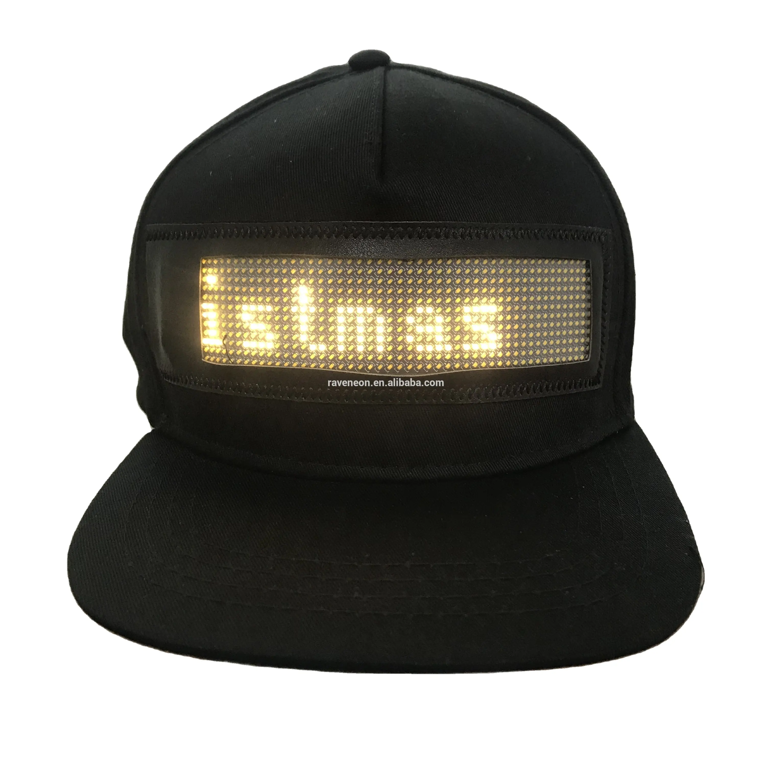 Wholesale USB Charging App Programmed Scrolling Light Display Hat LED Screen Flat Brim Cap For Carnival