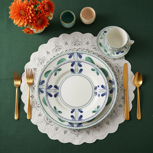 Juego de Vajilla de Porcelana China Mediterránea, Plato de Presentación de Cerámica con Diseño Floral Azul y Verde, Taza de Café de Porcelana para Hotel y Restaurante - Product Image 1