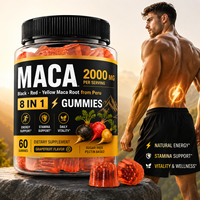 Gummies de Maca Marque Blanche OEM 2000mg 60 Gummies Racine de Maca Noire Rouge Jaune du Pérou Soutien Énergétique Sans Sucre