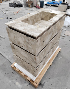 <span class=keywords><strong>Lavabo</strong></span> de tocador de baño de mármol <span class=keywords><strong>Beige</strong></span> claro único estilo minimalista fregadero individual de mármol gabinete de tocador de baño con <span class=keywords><strong>lavabo</strong></span> de cajón - Product Image 5