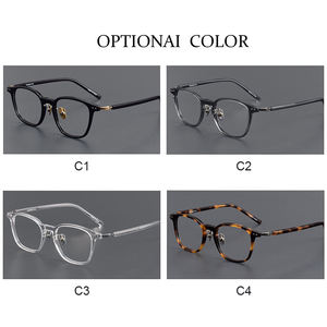 Bingkai persegi Retro untuk kacamata Titanium Anti cahaya biru pelipis musim semi bantalan hidung dapat disesuaikan bingkai kacamata kualitas tinggi pria - Product Image 5