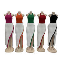 New Summer Elegant Frauen kleid Sexy Multi color Split Strickkleid Casual Tight Mini kleid