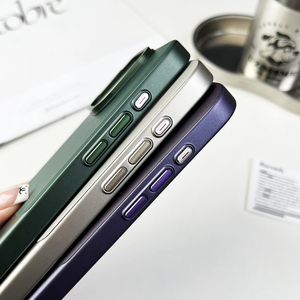 Hoge kwaliteit slanke flanel lederen harde PC schokbestendige telefoonhoes voor iPhone 16 15 14 Pro Max metalen lensranden beschermhoes - Product Image 4