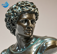 Statue d'ange occidental en cuivre de taille réelle, célèbre sculpture en bronze de la tête de David de Michel-Ange avec ailes, pour jardin
