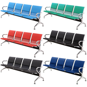 Chaise de rang en acier inoxydable de style moderne chaise de perfusion à quatre places pour le repos public dans les aéroports et le banc d'attente pour le salon - Product Image 4