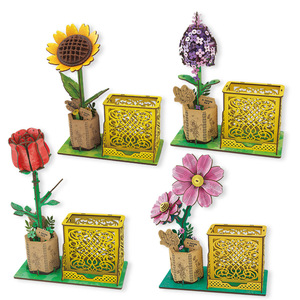 EPT 3D Houten Puzzel Bloemen Houten Handwerk Modelbouwsets Eeuwige Bloemen Rode Roos voor Vrouwen Moeder Educatief Speelgoed voor Kinderen - Product Image 1