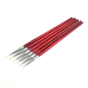 Pinceau à liner pour nail art à poils synthétiques avec manche en bois rouge, style japonais, pinceau fin pour peinture au gel pour la conception de manucure - Product Image 1