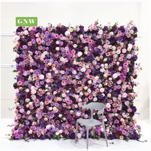 Gnggnw — mur d'hortensias et de pailles artificiels en soie, fausses fleurs, pour un mariage, pour décorer un arrière-plan en Rose, couleur verte