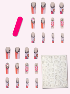 Ingrosso 24 Pezzi Unghie Finte di Halloween Divertenti a Forma di Zucca Stile Graffiti con Diamanti, Unghie Francesi Indossabili, Unghie Finte per un Look Atmosferico - Product Image 2