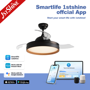 1stshine Ventilateur <span class=keywords><strong>de</strong></span> Plafond Led Rétractable APP Control Quiet 42 Pouces Lames Cachées Invisible Smart Led Plafond Fan Light - Product Image 6