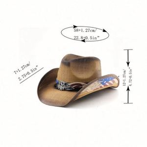 หมวกคาวบอยฟางกระดาษสำหรับงานปาร์ตี้ ผู้ชาย ผู้หญิง สไตล์อเมริกัน - Product Image 2