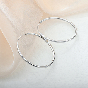 Vente chaude De Mode De Luxe Sterling Pur Srebrny Plaine Grand Cercle Hoop Boucles D'oreilles 925 Argent Cc Boucles D'oreilles <span class=keywords><strong>Xlove</strong></span> Femmes - Product Image 4