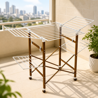 Porte-vêtements pliable en métal multifonctionnel à double niveau, moderne, pour intérieur/extérieur, portable et durable, idéal pour la salle de bain