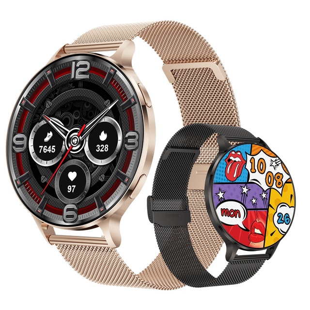 KM100 Smart Watch for Call 1.75inch AMOLED IP67 Waterproof Leather Band AI Voice Assistant Android APP Message Push