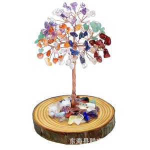 <b>Crystal</b> <b>Tree</b> Ornament With Amethyst Stones Wood Base Home Decoration Gift - Product Image 2