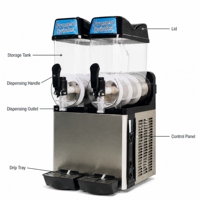 Machine à granita professionnelle à deux robinets en acier inoxydable, grande capacité, pour Daiquiri, Margarita et jus, pour restaurants et bars à jus, stock US
