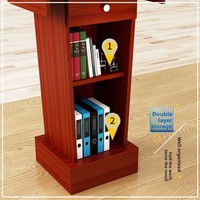 Table de podium scolaire en bois, comptoir d'accueil avec support de microphone - Design moderne et épuré pour usage commercial (bureau, hôtel, centre commercial, hôpital)