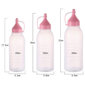 <b>Plastic</b> Bottles 250ml 350ml 500ml Screw <b>Cap</b> Condiment Bottle For Sauce Dressing Squeeze Use Cylinder Shape Food Grade - Product Image 1