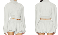 Ensemble deux pièces tricoté côtelé pour femme, col montant, veste courte zippée, style décontracté et sportif, confortable pour le quotidien