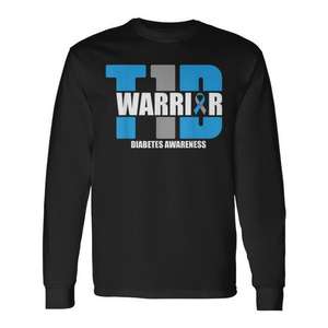 Camiseta de manga larga T1D Warrior para concienciación sobre la diabetes tipo 1 - Product Image 1