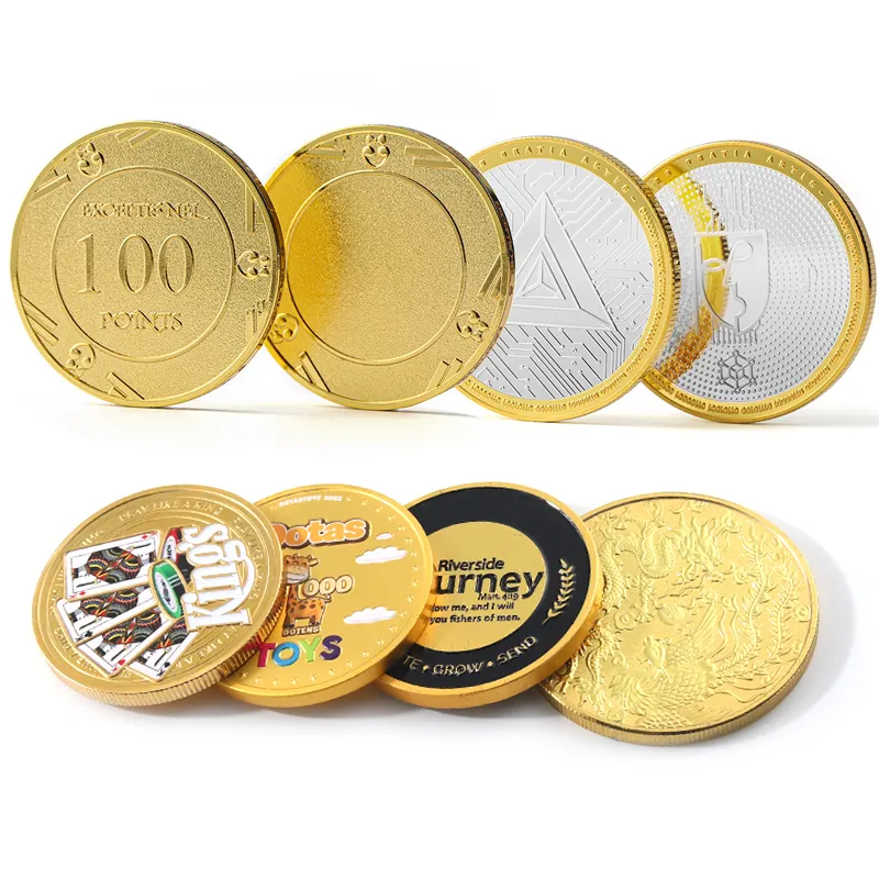 Progetta il tuo Logo moneta personalizzata metallo lega di zinco collezione di monete in oro smalto fiches da Poker giochi di monete con scatola di imballaggio