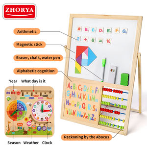 Zhorya-tablero de dibujo de <span class=keywords><strong>doble</strong></span> cara, <span class=keywords><strong>caballete</strong></span> de madera magnético educativo, rompecabezas para niños, tablero de dibujo, Juguetes - Product Image 3
